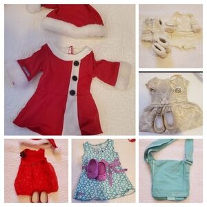 American Girl Doll Clothes Set - Red, Cream, Blue, Green